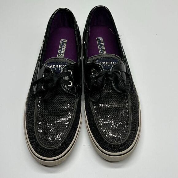 Sperry | Black Sparkly Loafer Style Sneakers 8.5 M - Picture 1 of 6